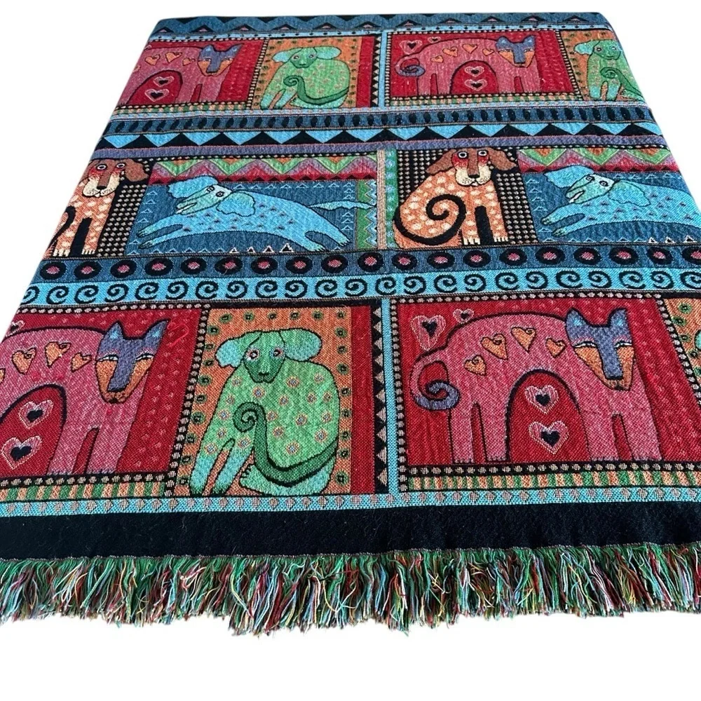 LAUREL BURCH MYTHICAL DOG TAPESTRY THROW BLANKET  60 X 50